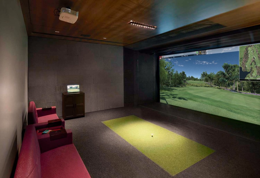 A home indoor golf simulator.